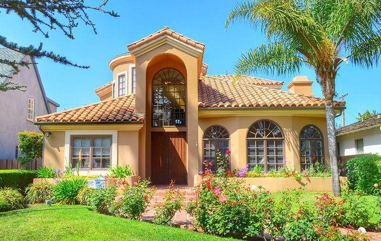 Beige house with garden